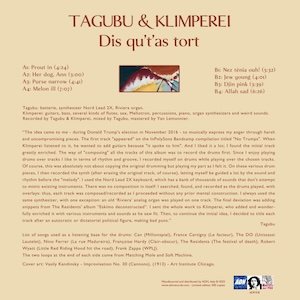 画像2: Tagubu & Klimperei "Dis Qu'Tas Tort" [LP]