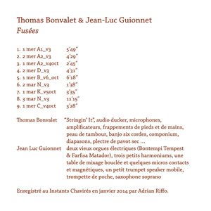 画像: Jean-Luc Guionnet / Thomas Bonvalet "Fusees" [CD]
