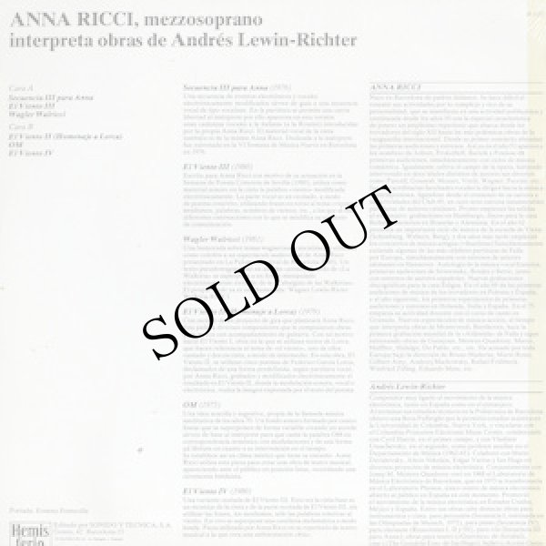 画像2: Anna Ricci, Andres Lewin-Richter "Anna Ricci Interpreta obras de Andres Lewin-Richter" [LP]