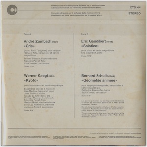 画像2: Andre Zumbach, Werner Kaegi, Eric Gaudibert, Bernard Schule "Musiques Electro Acoustiques Et Instruments +" [2CD-R]