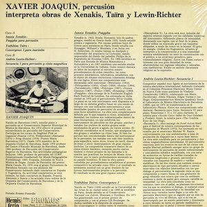 画像2: Xavier Joaquin "Interpreta Obras De Xenakis, Taira Y Lewin-Richter" [LP]